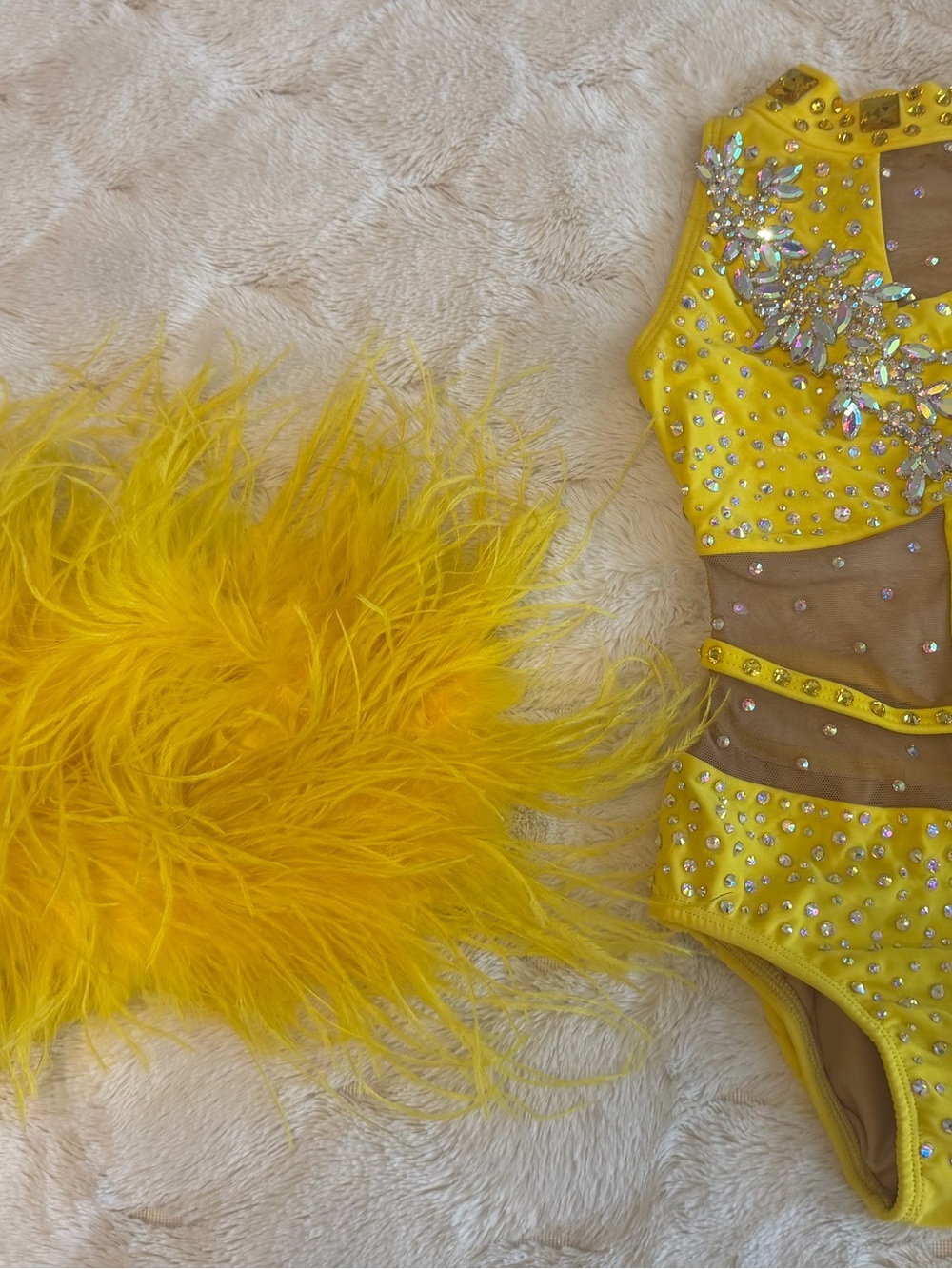 Yellow Embellished Kids One-Piece Dance Costume